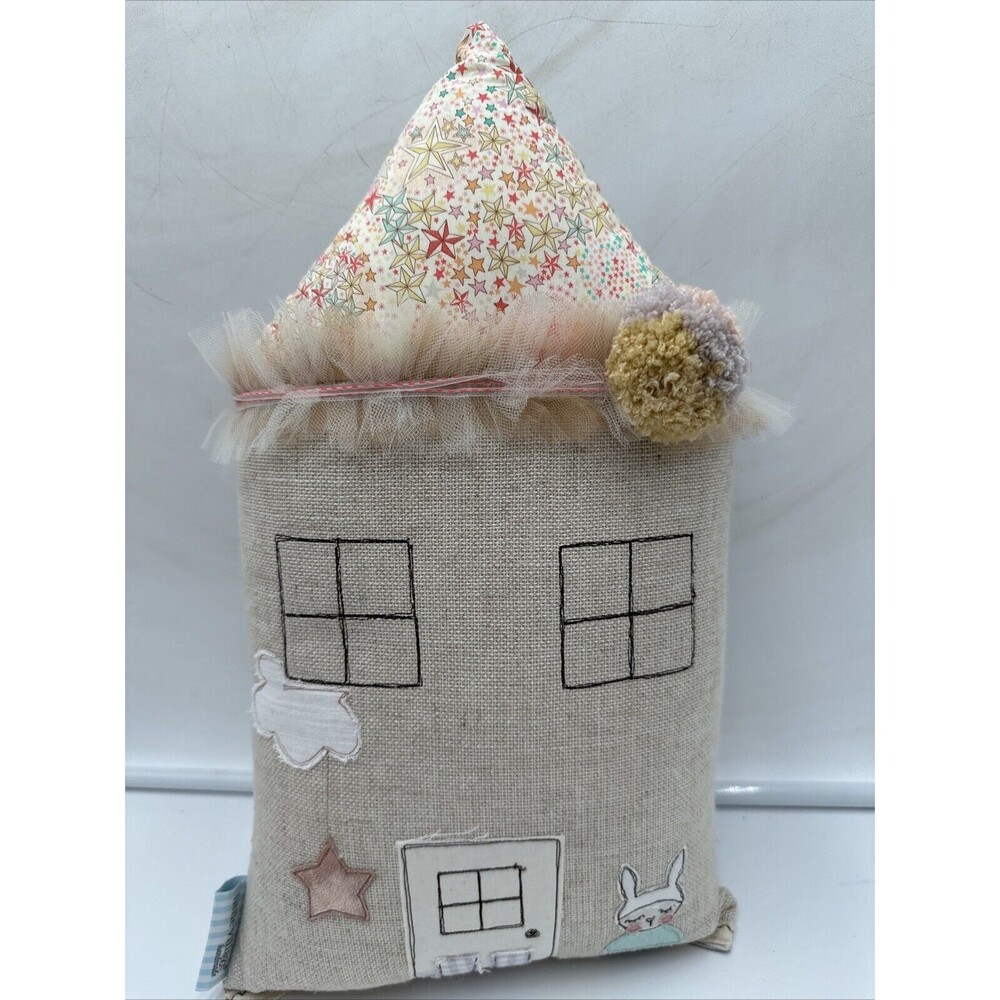 Nursing Pillow Decor Cottage House Bunny Star Lace Sewing Handmade Little Villag